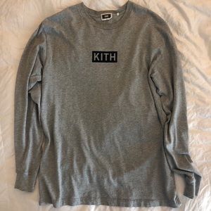 Kith Classic Logo L/S Tee Heather Grey Size Large